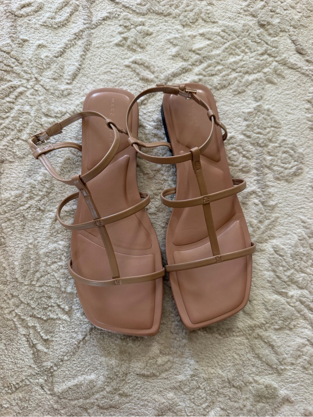 Marc Fisher Nude Strappy Square-Toe Sandals